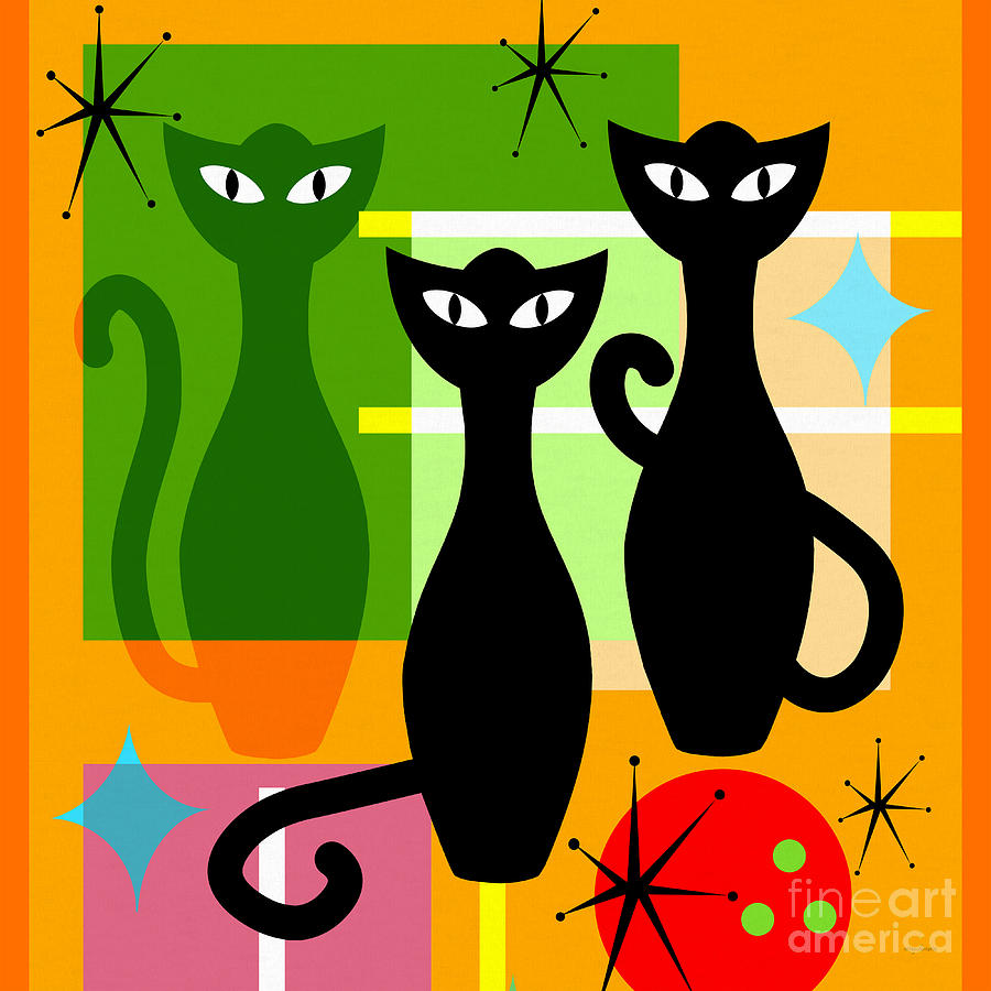 Mid Century Modern Abstract Mcm Bowling Alley Cats 20190113 Square