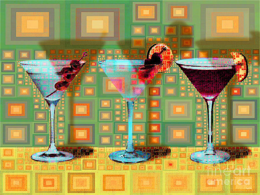 Mid Century Modern Abstract MCM Three Martinis Shaken Not Stirred 20190127 v1a Digital Art by Wingsdomain Art and Photography