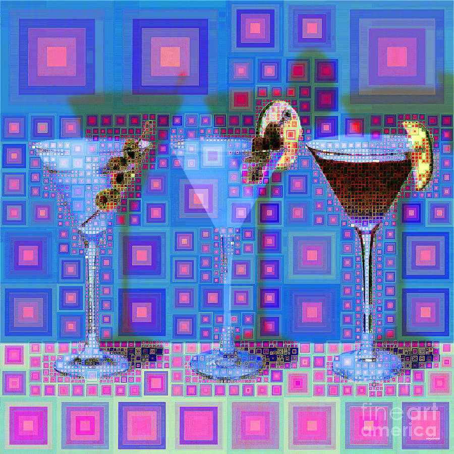 Mid Century Modern Abstract MCM Three Martinis Shaken Not Stirred 20190127 v2 square Digital Art by Wingsdomain Art and Photography