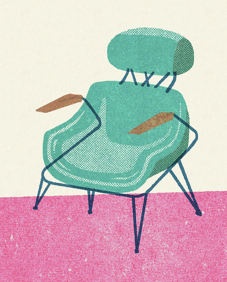 Vintage Drawing - Mid Century Modern Armchair by CSA Images