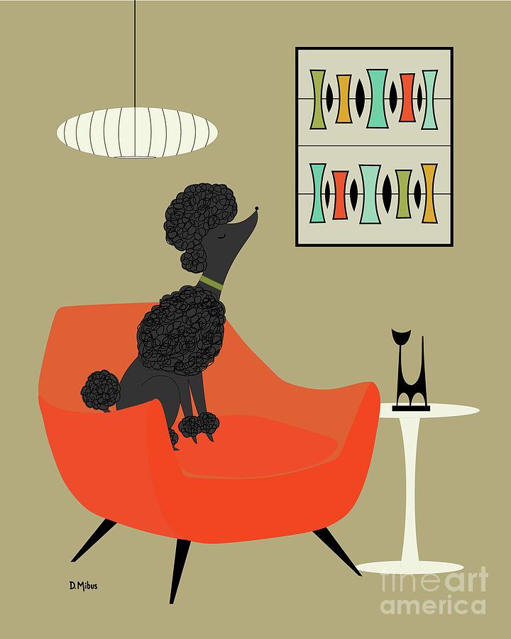Mid Century Modern Black Poodle Digital Art by Donna Mibus