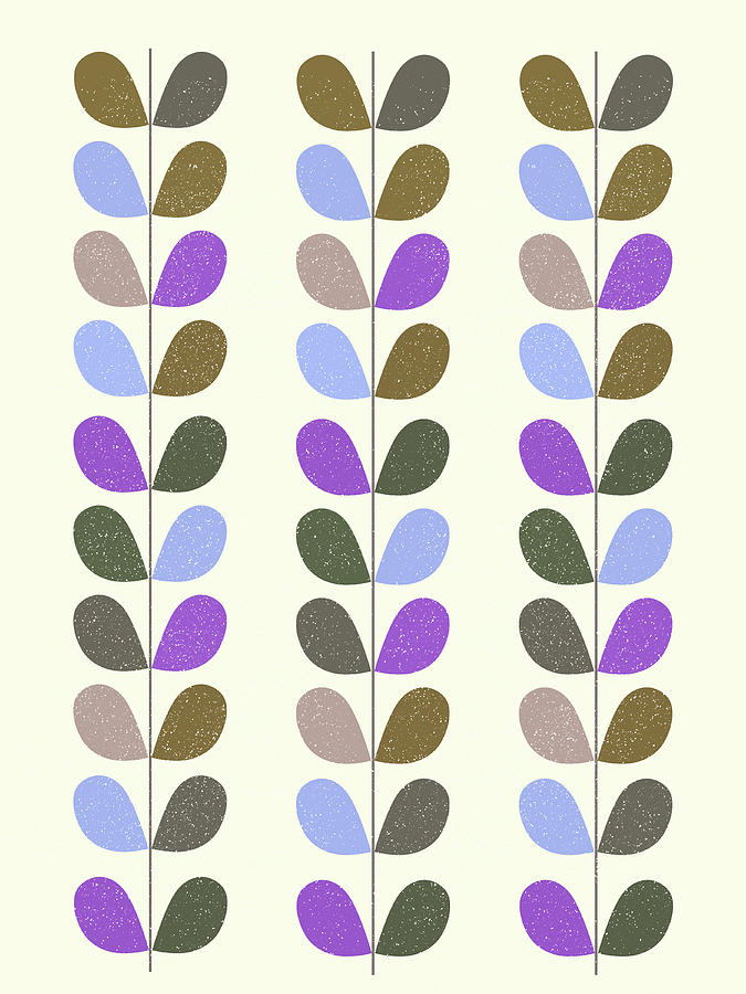 Abstract Mixed Media - Mid Century Modern Leaf Pattern II by Naxart Studio