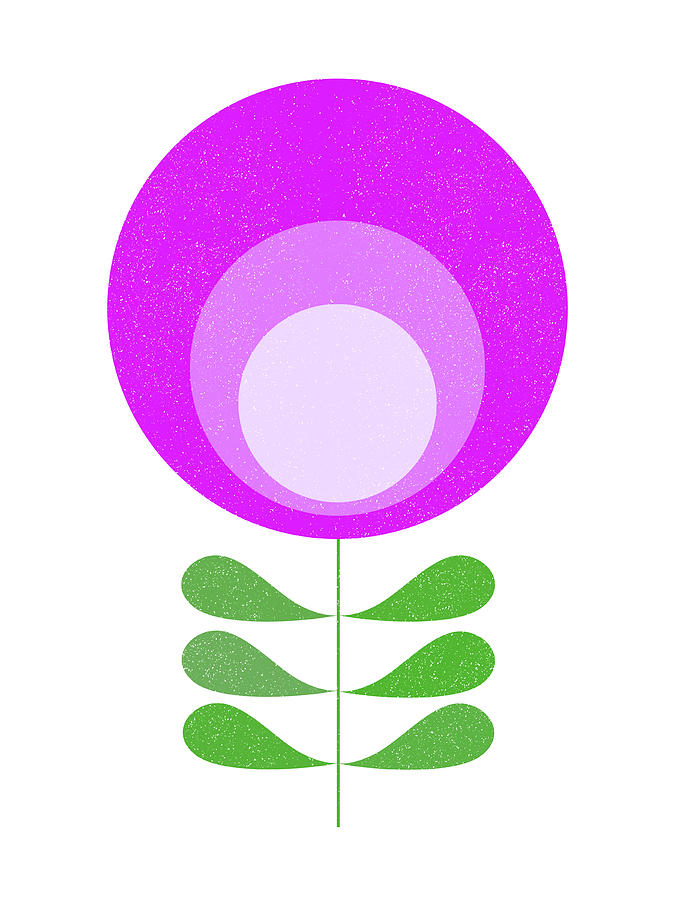 Abstract Mixed Media - Mid Century Modern Purple Flower 3 by Naxart Studio