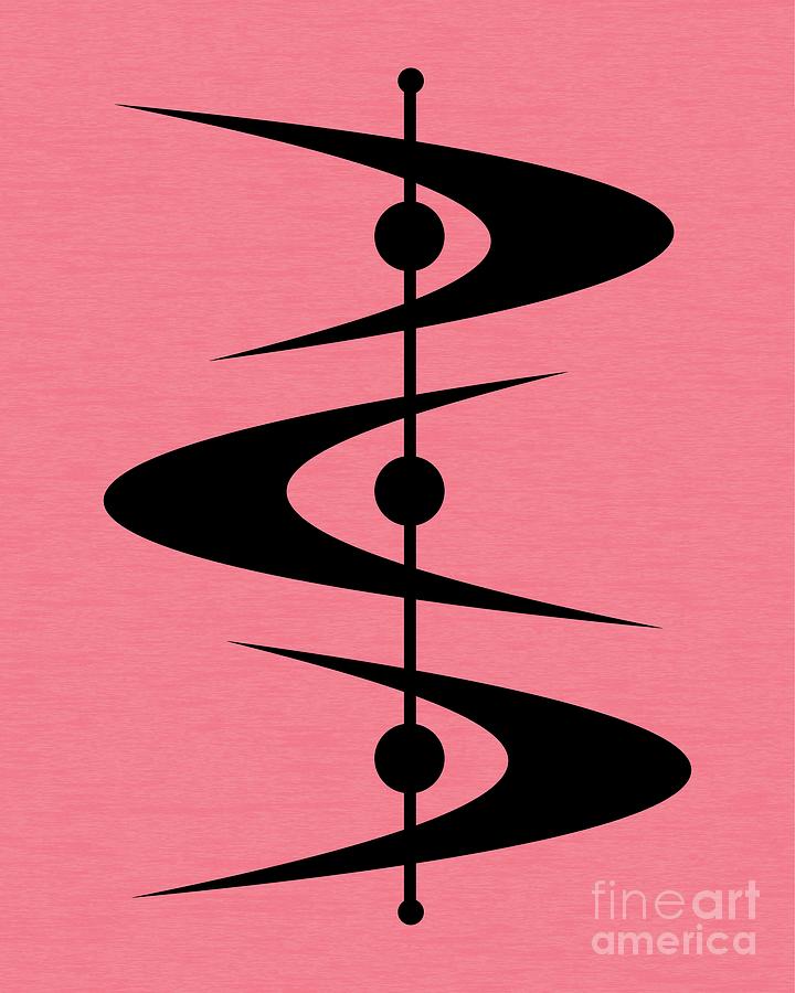 Mid Century Shapes 3 in Pink Digital Art by Donna Mibus
