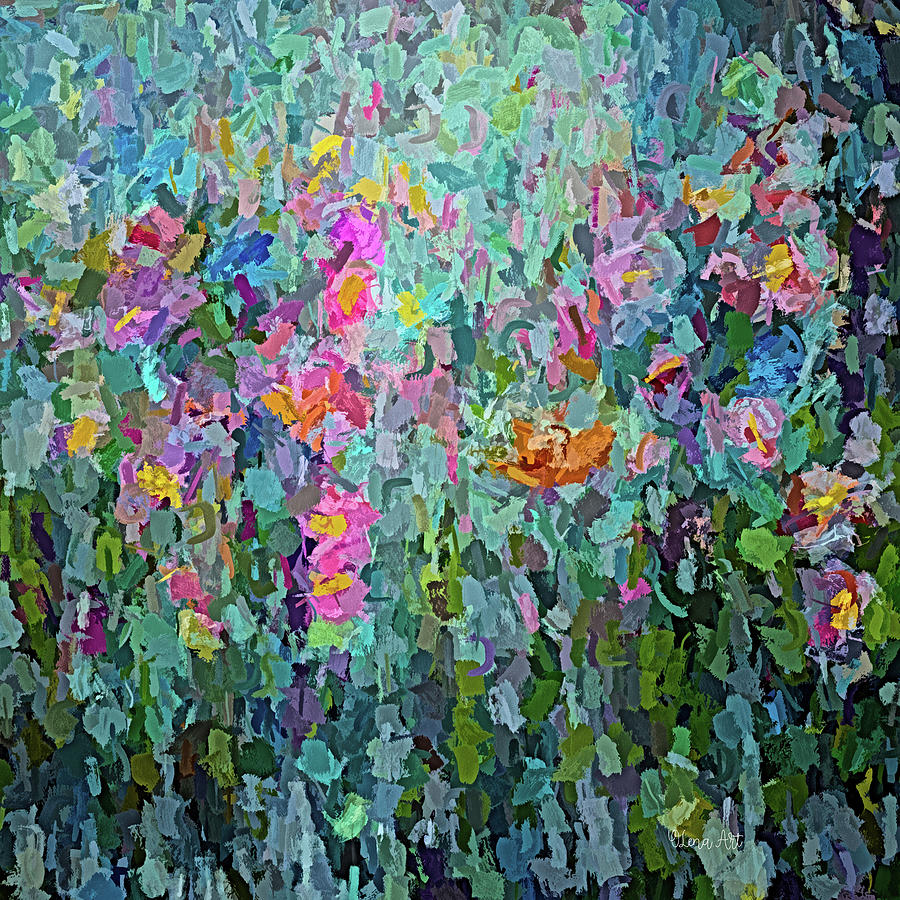 Mid July Meadow Flowers - #2 Painting  Photograph by Lena Owens - OLena Art Vibrant Palette Knife and Graphic Design