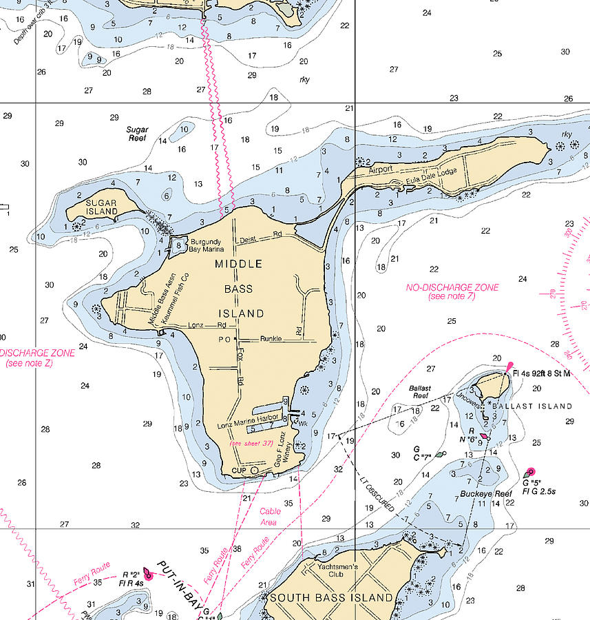 Middle Bass Island ohio Nautical Chart _v1 Mixed Media by Bret