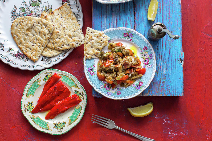 Middle Eastern Dip Made Of Roasted Aubergines, Tomatoes, Chillies, Garlic, Shallots, Parsley, Olive Oil, Lemon Juice, Cumin, Salt And Pepper Photograph by Lara Jane Thorpe