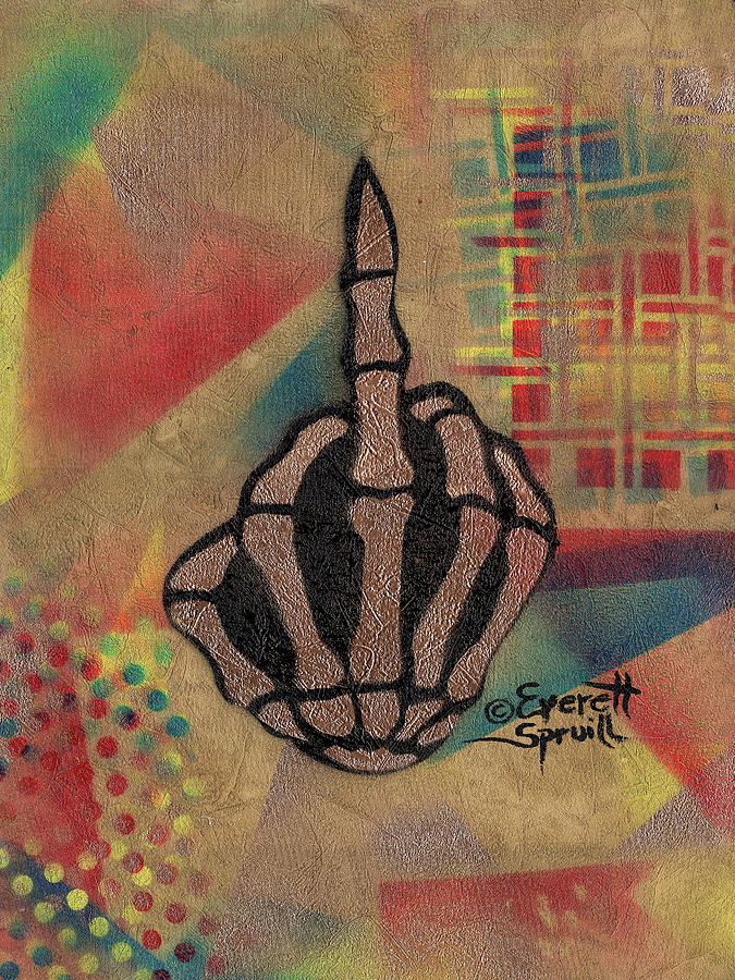 Middle Finger - B Mixed Media by Everett Spruill