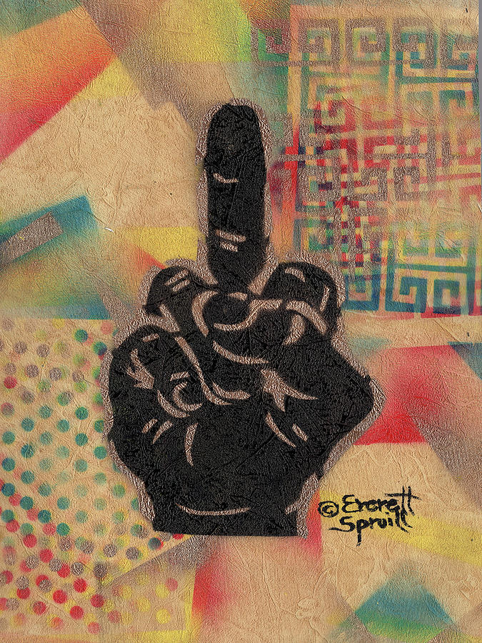 Middle Finger - C Mixed Media by Everett Spruill