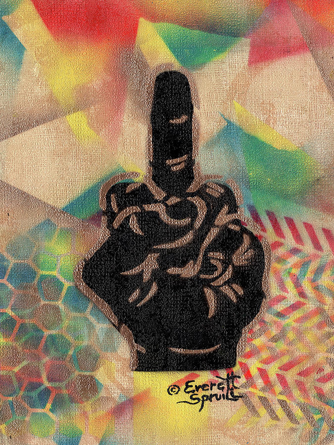 Middle Finger - D Mixed Media by Everett Spruill