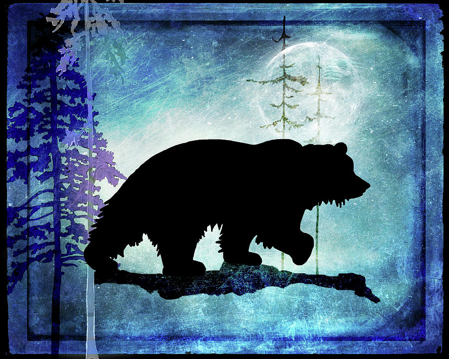 Animal Mixed Media - Midnight Bear by Lightboxjournal