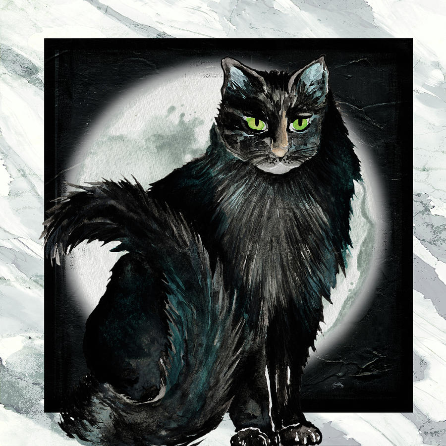 Halloween Mixed Media - Midnight Cat by Elizabeth Medley