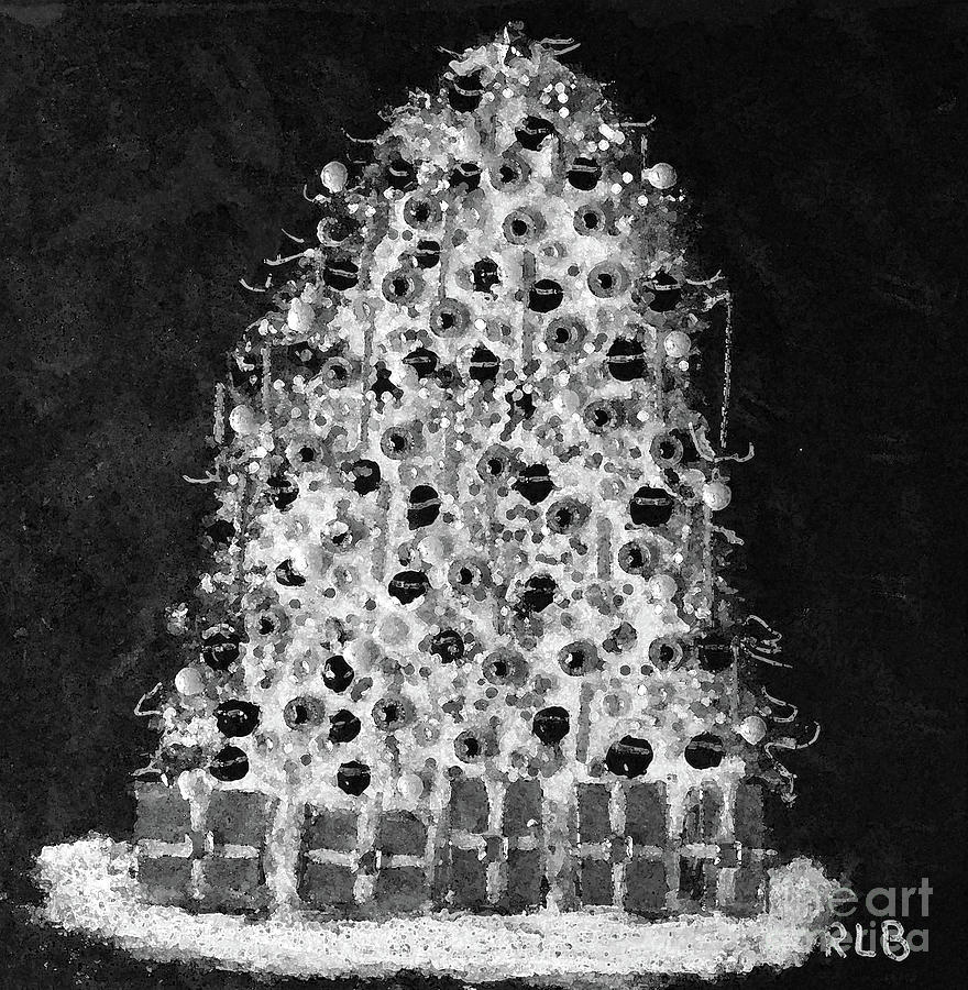 Midnight Christmas Tree Mixed Media by Rita Brown