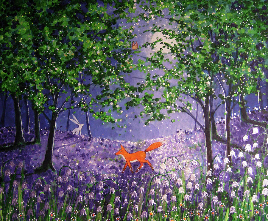 Spring Painting - Midnight In The Bluebell Wood by Angie Livingstone