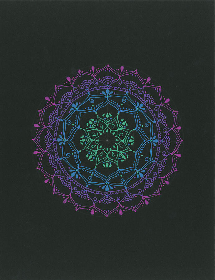 Abstract Digital Art - Midnight Mandala by Nicky Kumar