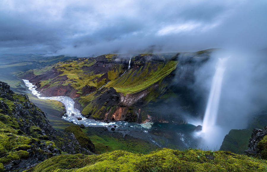 Midnight Mystery Valley Of Haifoss Iceland Photograph by Ariel Ling