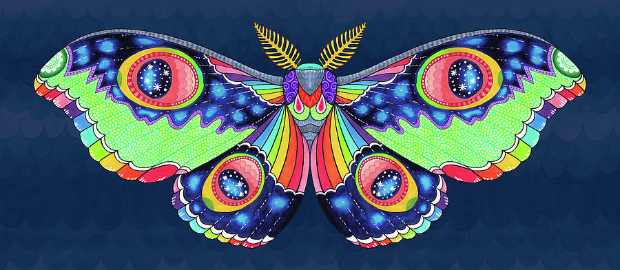 Butterfly Digital Art - Midnight Rainbow Moth by Hello Angel
