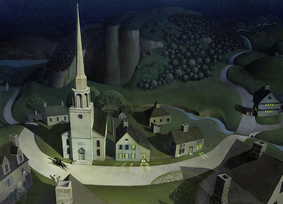 Lexington Painting - Midnight Ride of Paul Revere, 1931 by Grant Wood