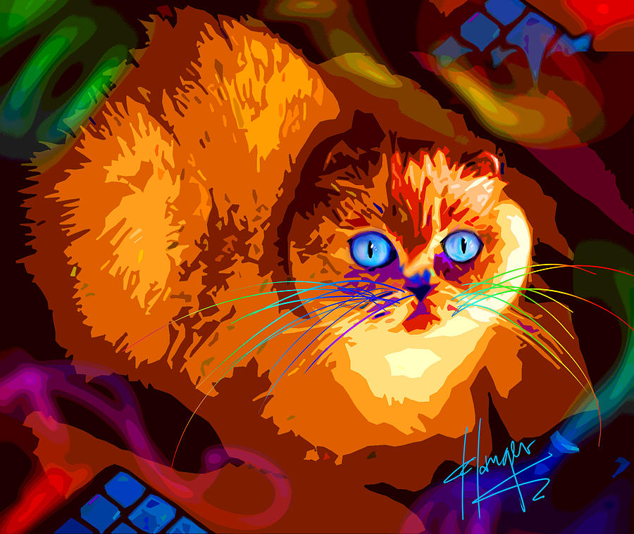 Midnight Snack pOpCat Painting by DC Langer