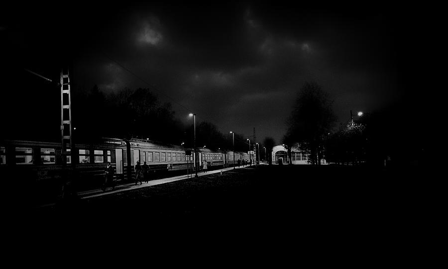 Midnight Train...Monochrome Vision  Photograph by Aleksandrs Drozdovs