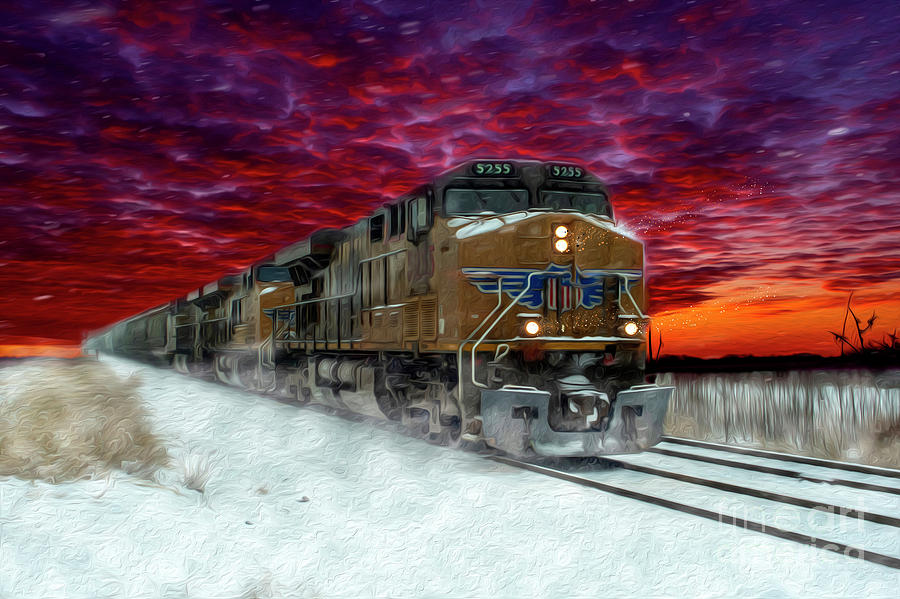 Midnight Train Painting Digital Art by Sandra Js