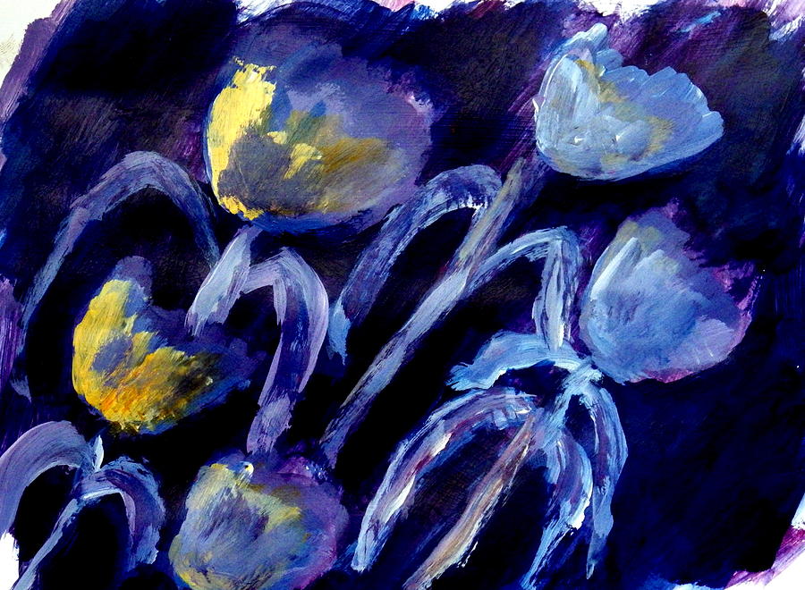 Midnight tulips Painting by Marie Steffin - Fine Art America