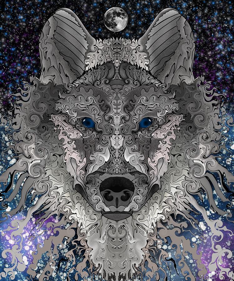 Wolves Digital Art - Midnight Wolf by Mark Taylor