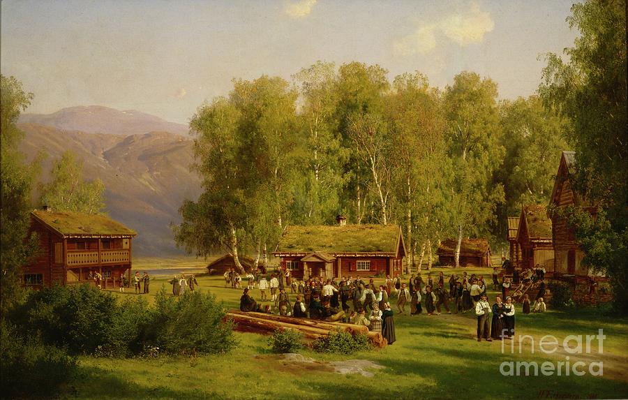 Midsummer Feast, 1886 Painting by Johan Fredrik Eckersberg