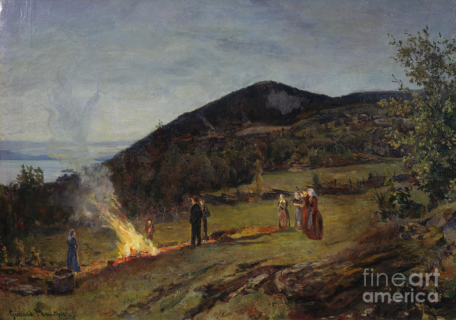 Midsummer Fire, Circa 1895 Painting by Gerhard Peter Frantz Vilhelm Munthe