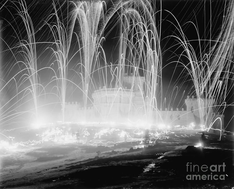Midwinter Carnival, Storming The Fortress, Upper Saranac Lake, N.y., 1909 (b/w Photo) Photograph by Detroit Publishing Co