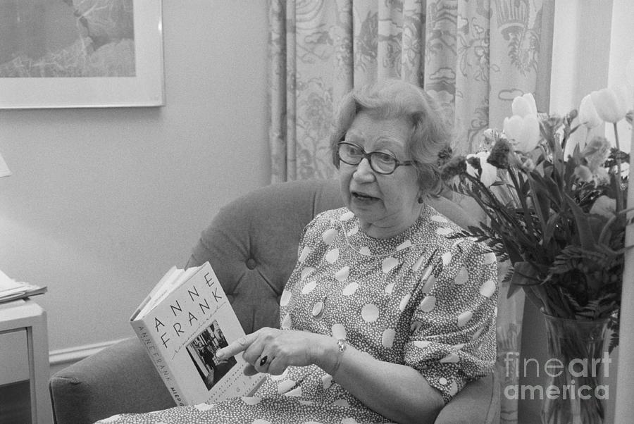 Miep Gies Holding Her Book Photograph by Bettmann