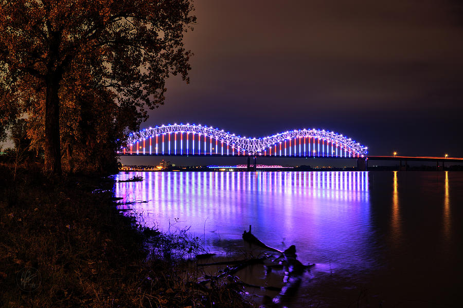 Mighty Lights of the Hernando DeSoto Bridge 001 Photograph by Lance Vaughn