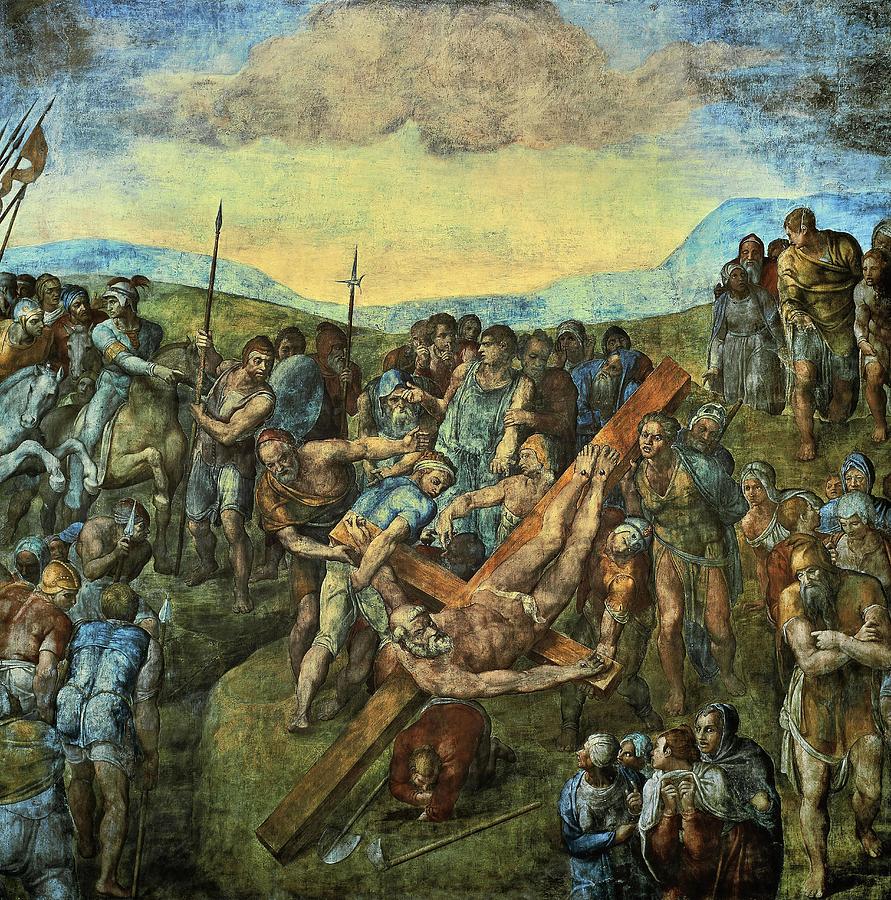 Miguel Angel / The Crucifixion of Saint Peter, 625 x 662 cm. Painting by Michelangelo -1475-1564-