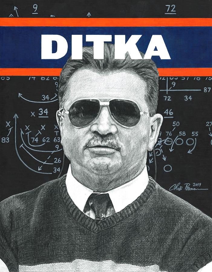 Mike Ditka Drawing by Chris Brown