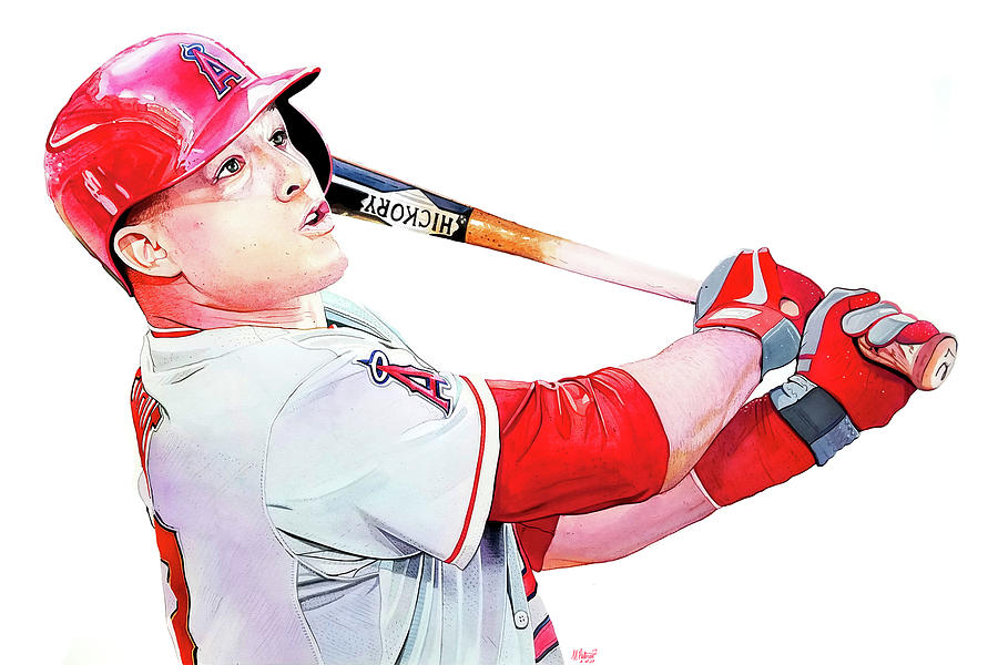 Mike Trout Painting - Mike Trout Opposite Field by Michael Pattison
