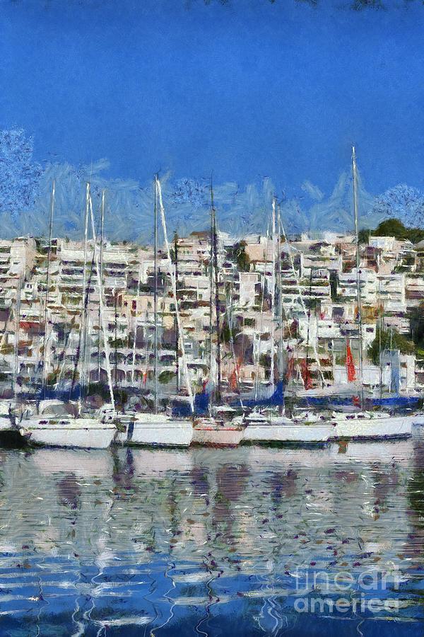 Mikrolimano port II Painting by George Atsametakis