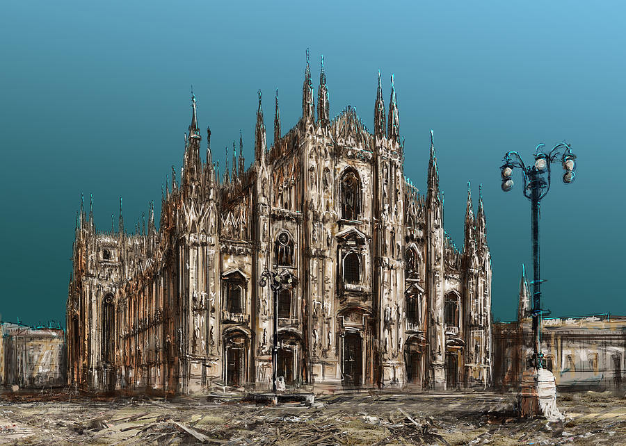 Milan Cathedral paint2 Digital Art by Andrea Gatti