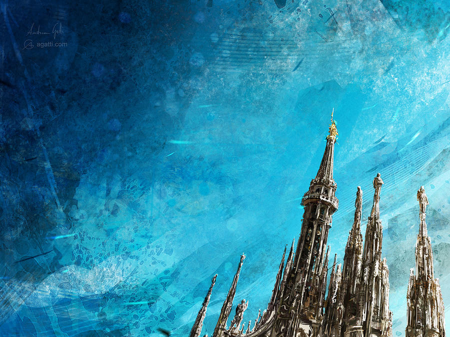 Milan Cathedral Spires bright Digital Art by Andrea Gatti
