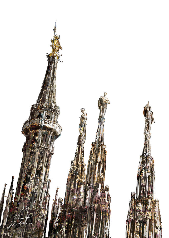 Milan Cathedral spires paint1 Digital Art by Andrea Gatti