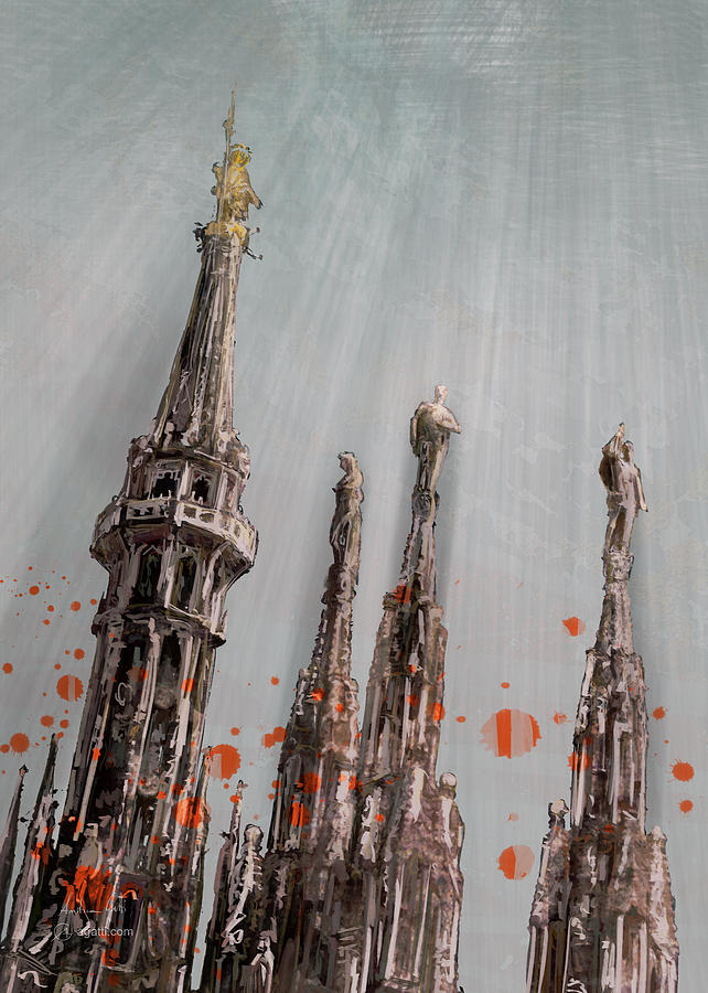 Milan Cathedral spires paint2 Digital Art by Andrea Gatti