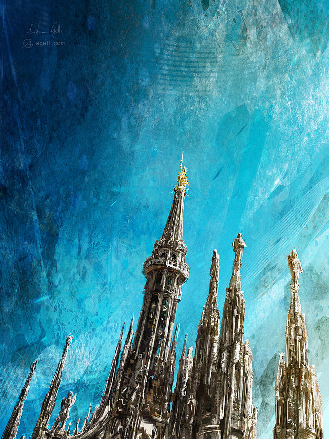 Milan Cathedral vertical bright Digital Art by Andrea Gatti