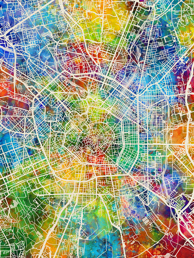 Milan Italy City Map Digital Art by Michael Tompsett