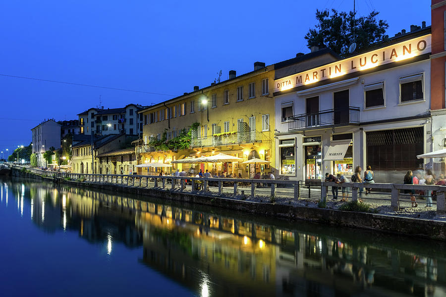 Milan Navigli Nightlife - Blue Hour at Naviglio Grande Photograph by ...