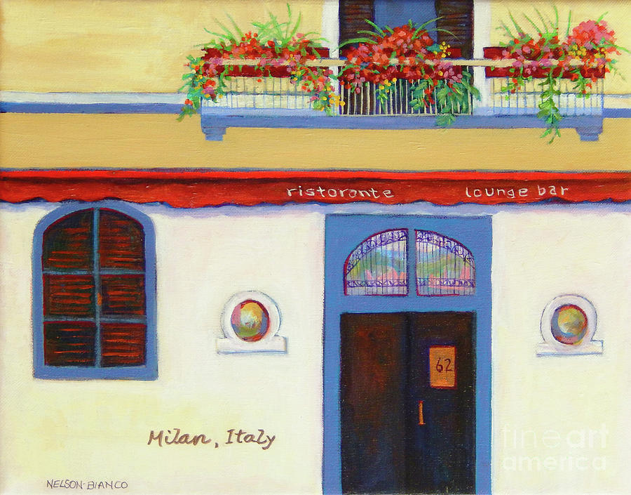 Milan Restaurant Painting by Sharon Nelson-Bianco