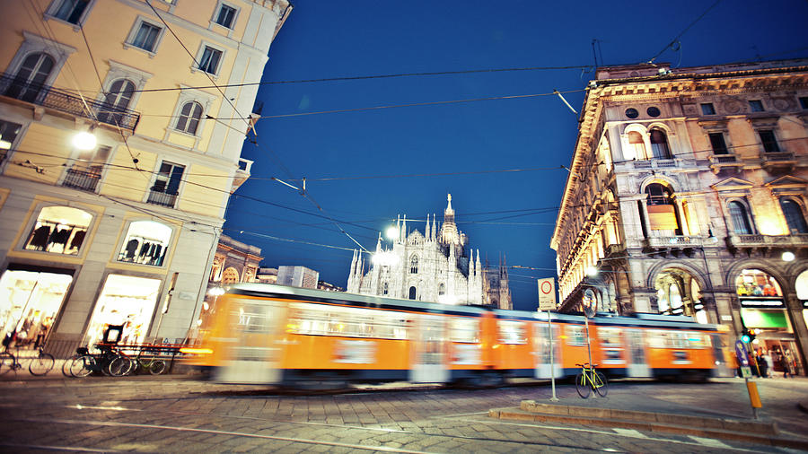 Milan Tram In Motion Photograph by Peeterv