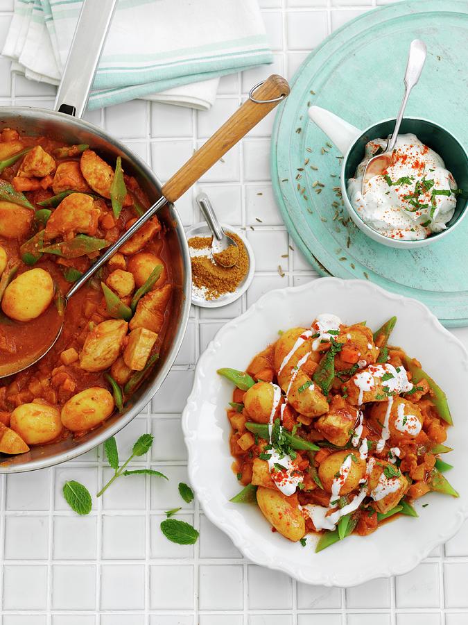 Mild Chicken Curry With Potatoes And Vegetables Photograph by Gareth Morgans