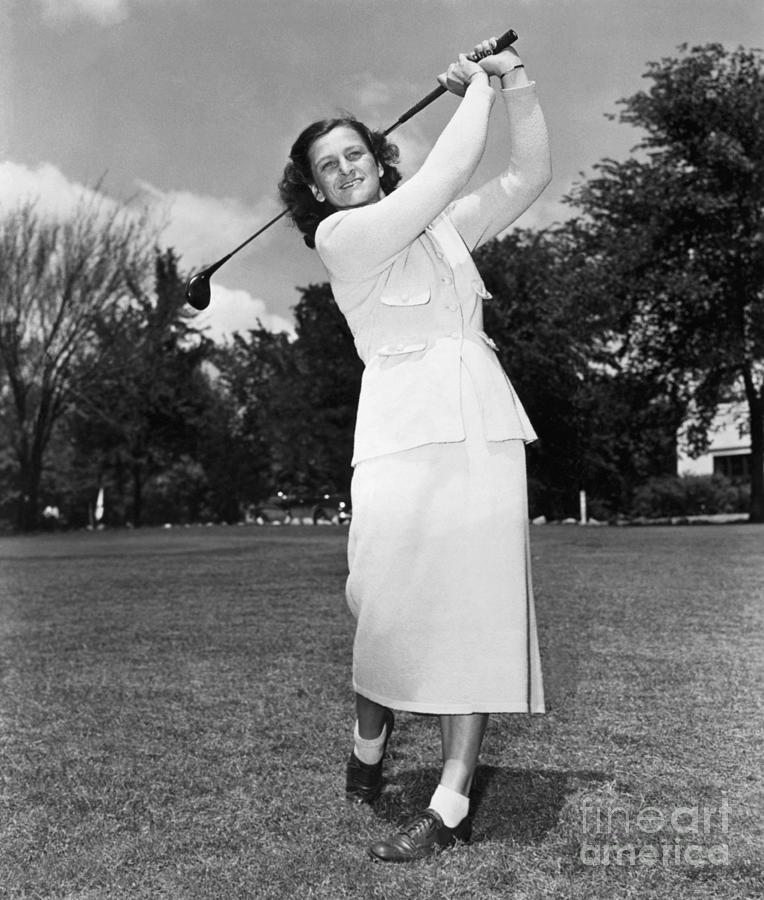 Mildred Didrikson Swinging Golf Club Photograph by Bettmann