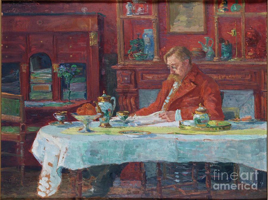 Émile Verhaeren 1855-1918 At The Table Drawing by Heritage Images