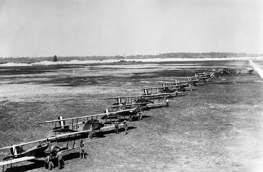 Military Biplanes - Marine Flying Field - 1918 Photograph by War Is Hell Store
