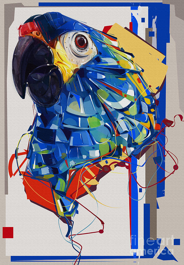 Parrot Painting - Military Macaw illustration by Gull G